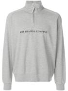 Pop Trading International Logo Print High Neck Sweatshirt - Grey