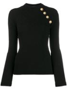 Balmain Quilted Effect Knitted Top - Black