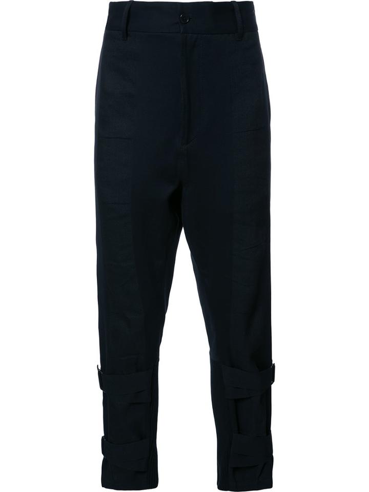 Ann Demeulemeester - Ankle Strap Trousers - Men - Cotton/linen/flax - S, Black, Cotton/linen/flax