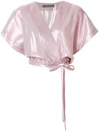 Alberta Ferretti Tie Detail Wrap Blouse - Pink & Purple