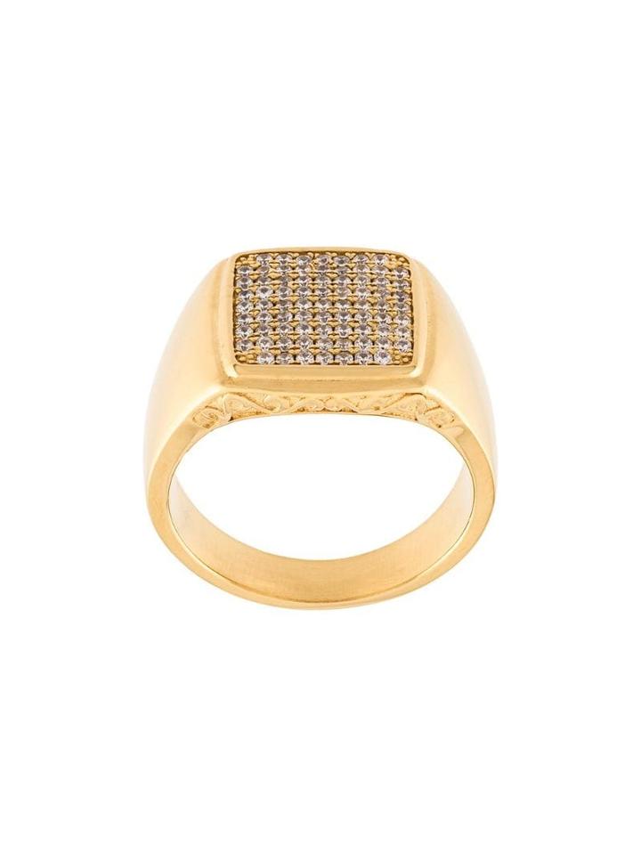 Nialaya Jewelry Embellished Signet Ring - Yellow