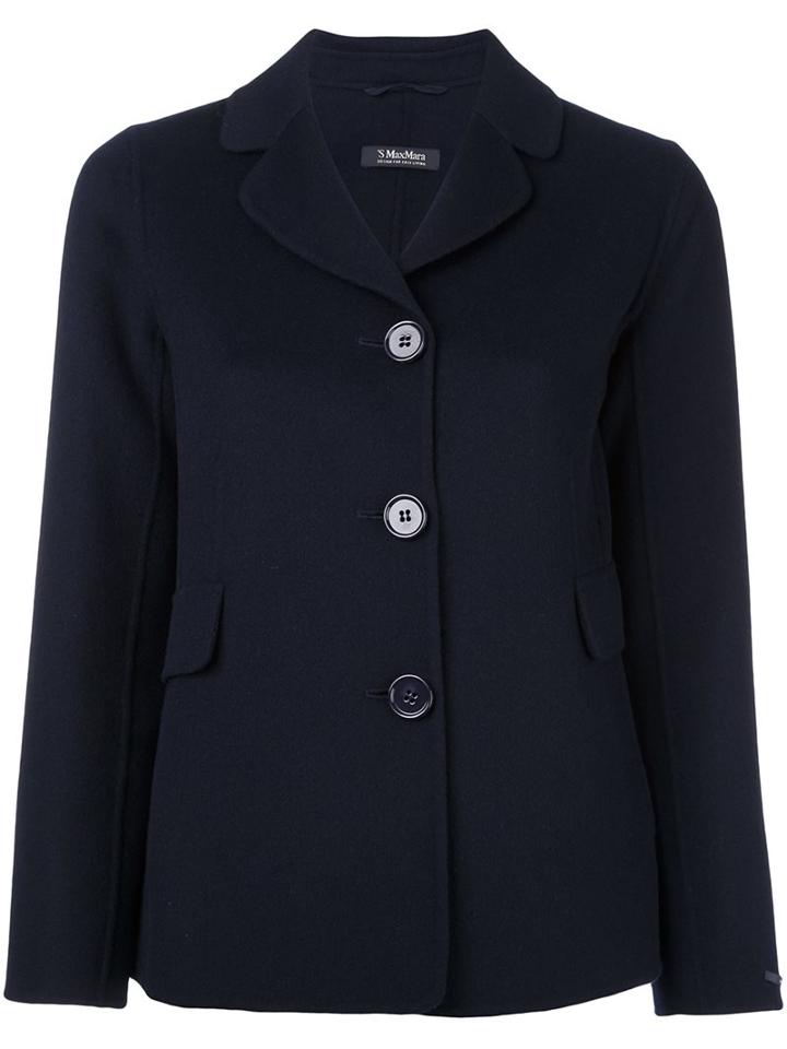 's Max Mara Classic Blazer, Women's, Size: 42, Blue, Silk/angora/virgin Wool