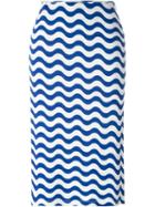 Au Jour Le Jour Wave Print Straight Skirt