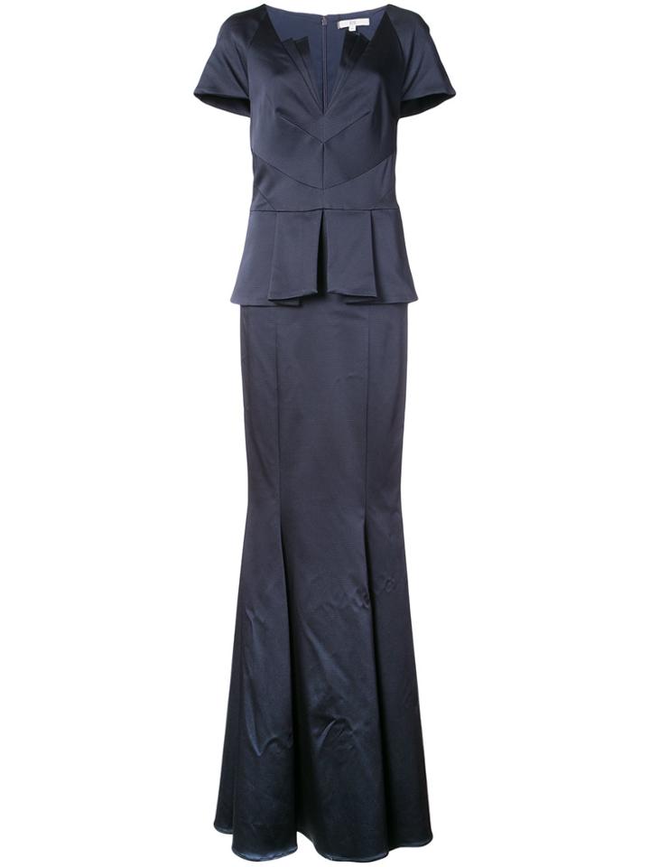 Zac Zac Posen Rosa V-neck Peplum Gown - Blue