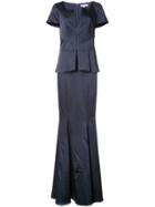 Zac Zac Posen Rosa V-neck Peplum Gown - Blue