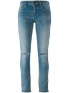 Saint Laurent Distressed Skinny Fit Jeans - Blue