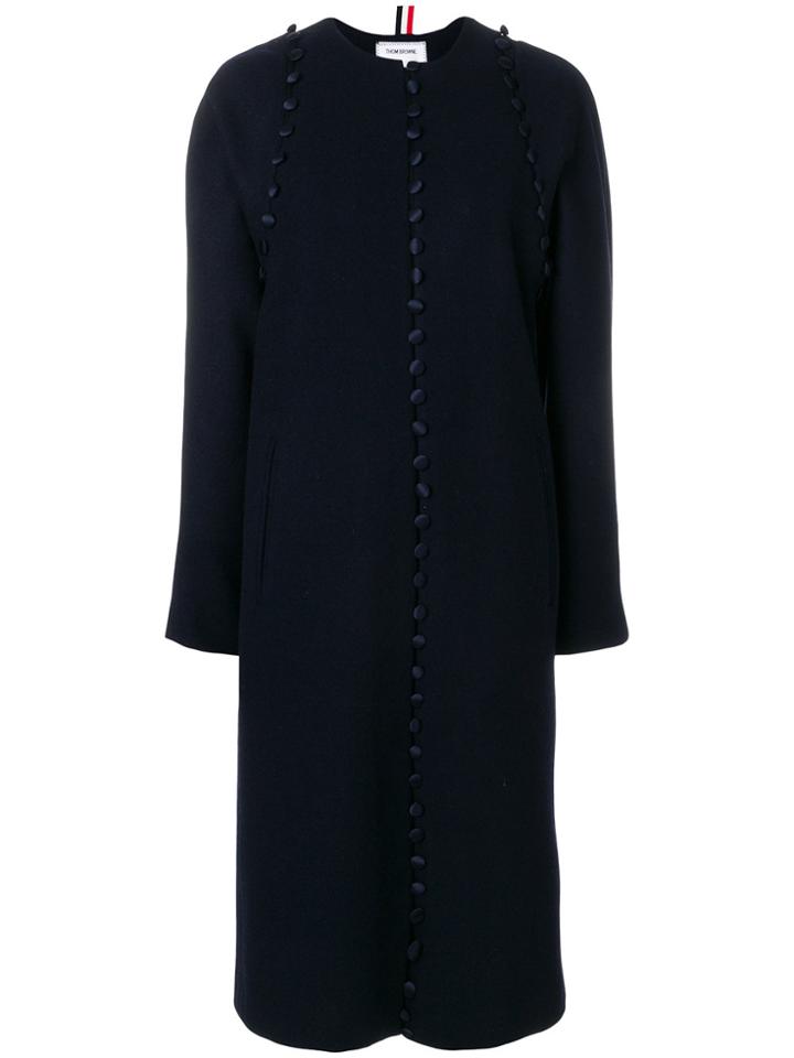 Thom Browne Bridal Button Melton Overcoat - Blue