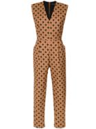 Andrea Marques Printed V-neck Jumpsuit - Brown