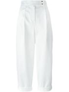 Kenzo Cropped Trousers, Women's, Size: 36, White, Acetate/cotton/polyurethane