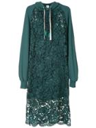 Maison Mihara Yasuhiro Hoodie-styled Dress With Lace - Green
