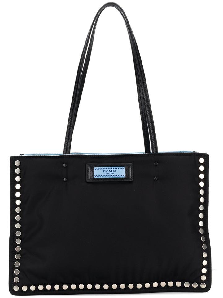 Prada Stud Detail Tote Bag - Black