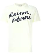 Maison Kitsuné Logo Print T-shirt, Men's, Size: Xl, Yellow/orange, Cotton