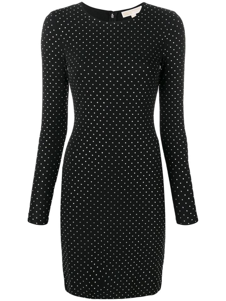 Michael Michael Kors Crystal Embellished Fitted Dress - Black