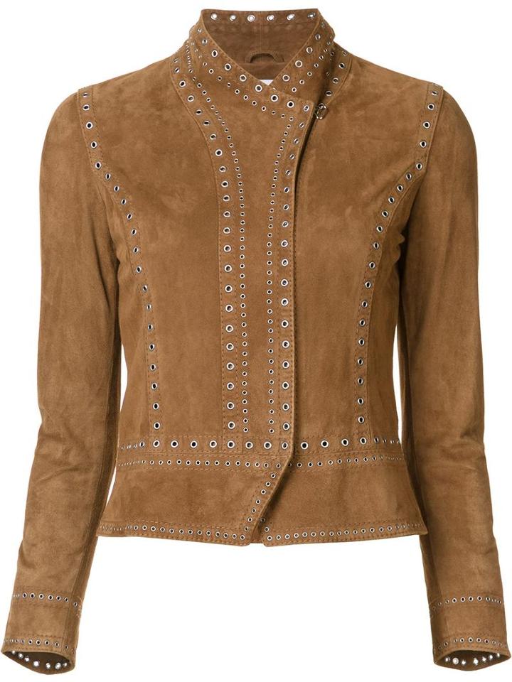 Derek Lam 10 Crosby Fitted Jacket, Women's, Size: 0, Brown, Suede