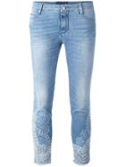 Ermanno Scervino Lace Inserts Cropped Jeans, Women's, Size: 46, Blue, Cotton/spandex/elastane/polyester