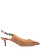 Francesco Russo Chain Slingback Mules - Brown