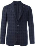 Tagliatore Plaid Single Breasted Blazer, Men's, Size: 56, Blue, Cupro/virgin Wool