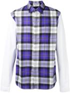J.w.anderson Panelled Checked Shirt, Men's, Size: 50, Purple, Viscose/cotton