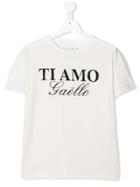 Gaelle Paris Kids Ti Amo Gaelle Print Crew Neck T-shirt - White