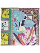 Etro - Floral Border Print Scarf - Women - Silk/cotton/cashmere - One Size, Silk/cotton/cashmere