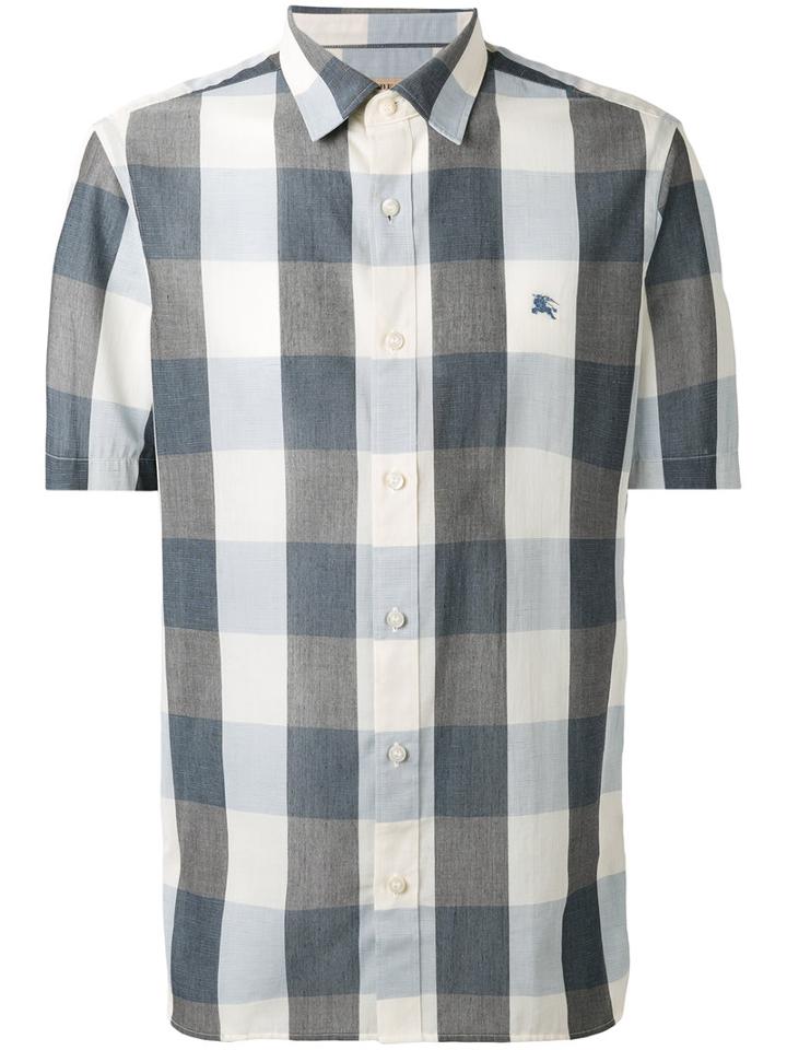 Burberry - Check Short Sleeve Shirt - Men - Cotton/linen/flax - Xl, Blue, Cotton/linen/flax