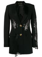 Versace Sheer Lace Detail Blazer - Black