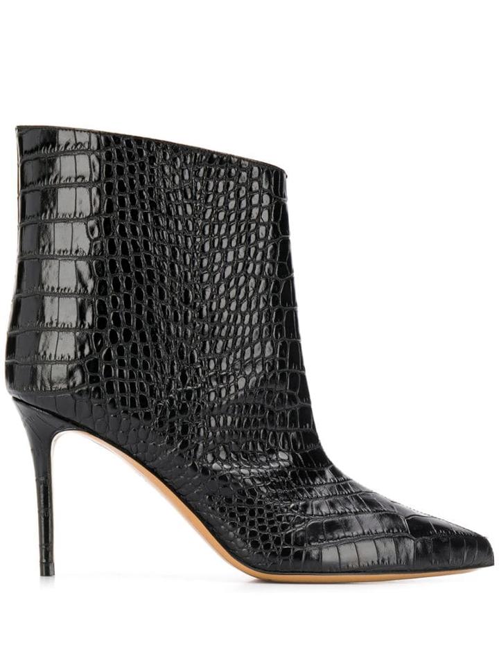 Alexandre Vauthier Croco Ankle Boots - Black