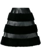 Comme Des Garçons Noir Kei Ninomiya Fur Panelled Skirt - Black