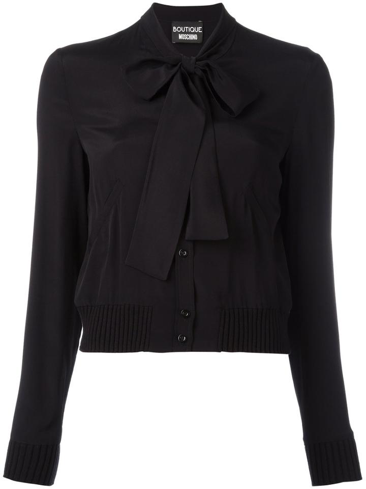 Boutique Moschino Pussy-bow Collar Shirt, Women's, Size: 42, Black, Silk/rayon
