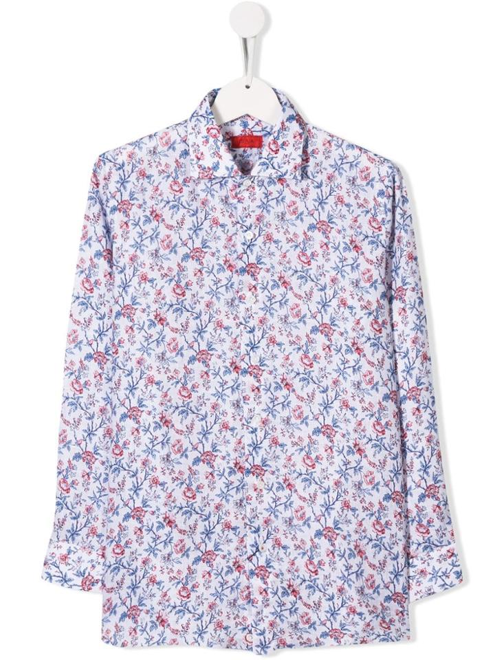 Isaia Kids Teen Floral Print Shirt - White