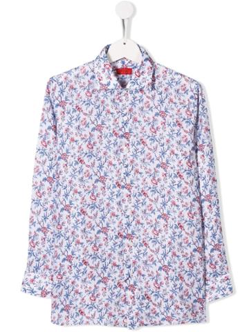 Isaia Kids Teen Floral Print Shirt - White