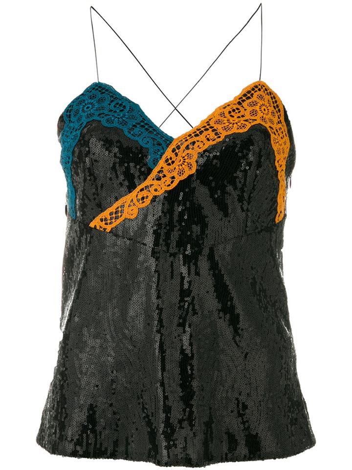 Marco De Vincenzo Sequined Lace Top - Black