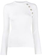 Balmain Button-embellished Knitted Top - White