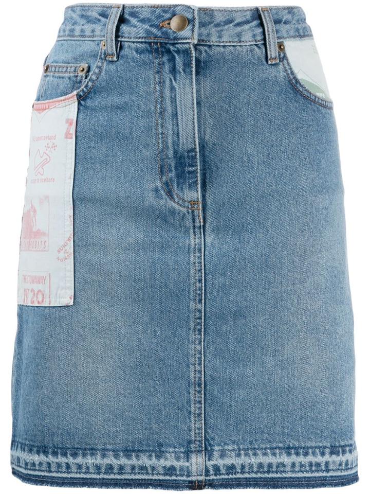 Mcq Alexander Mcqueen Patch Denim Skirt - Blue