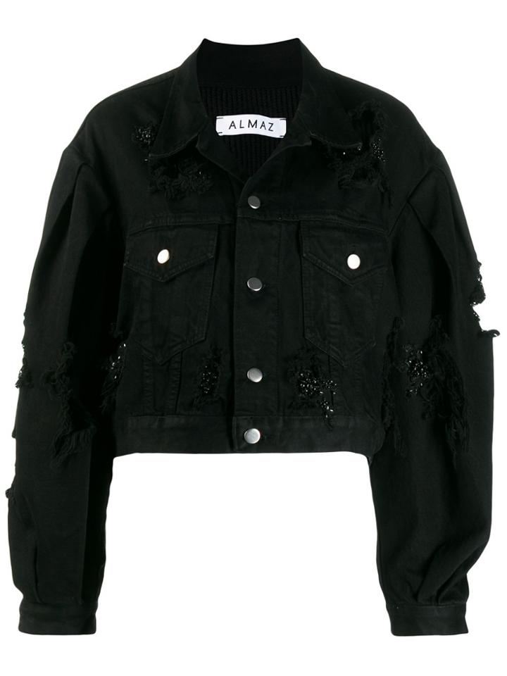 Almaz Cropped Denim Jacket - Black