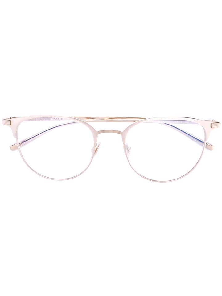 Saint Laurent - Cat Eye Glasses - Unisex - Titanium - One Size, Grey, Titanium