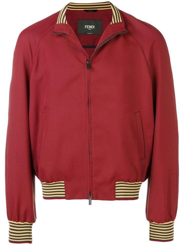Fendi Striped Trim Zipped Jacket - Red