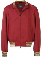 Fendi Striped Trim Zipped Jacket - Red