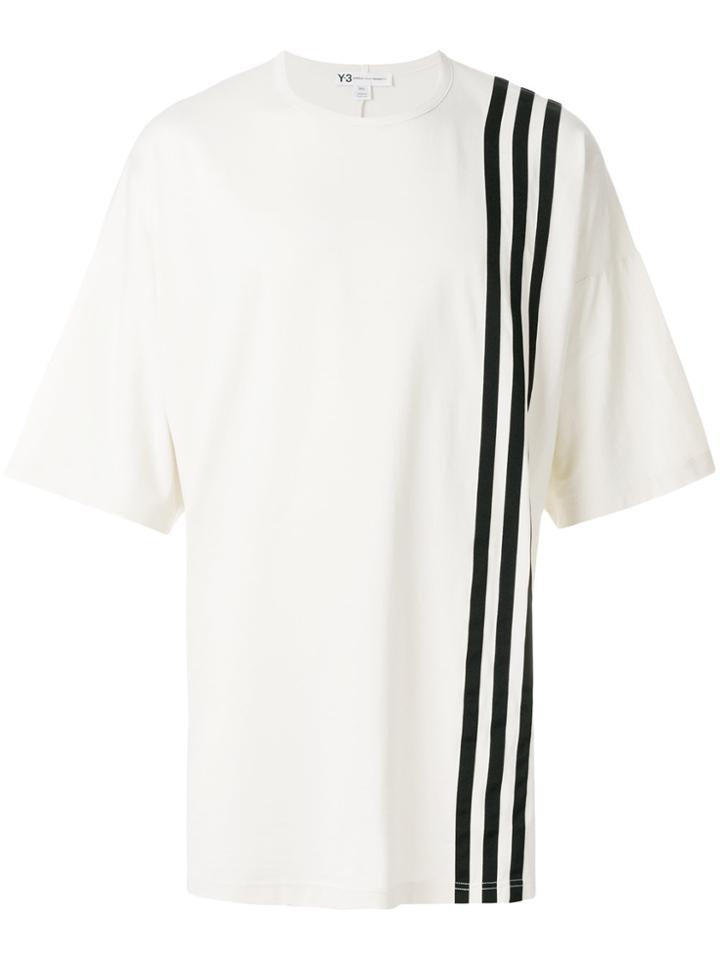 Y-3 Three Stripe Oversized T-shirt - Nude & Neutrals
