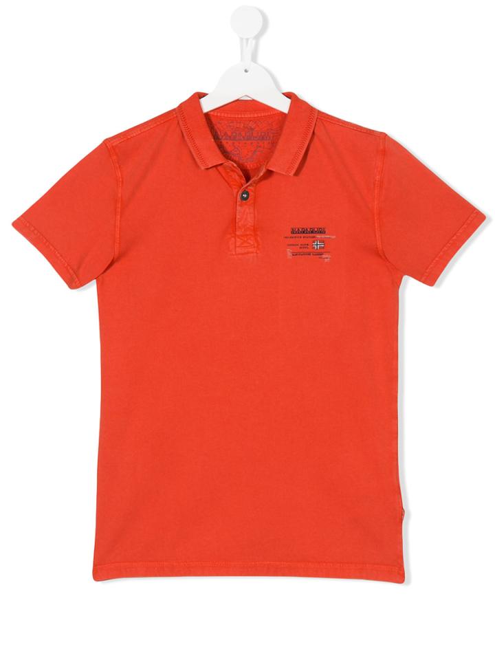 Napapjiri Kids Teen Logo Print Polo Shirt - Red