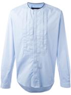 Christian Pellizzari Pleated Bib Shirt, Men's, Size: 46, Blue, Cotton