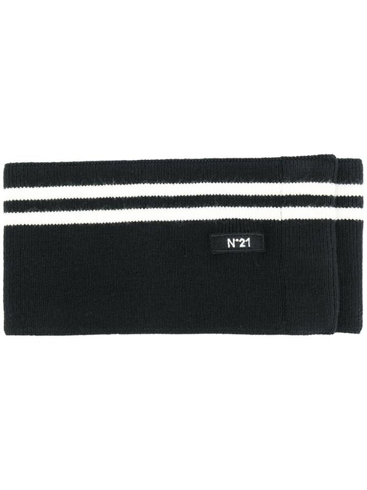 No21 Striped Knit Belt - Black