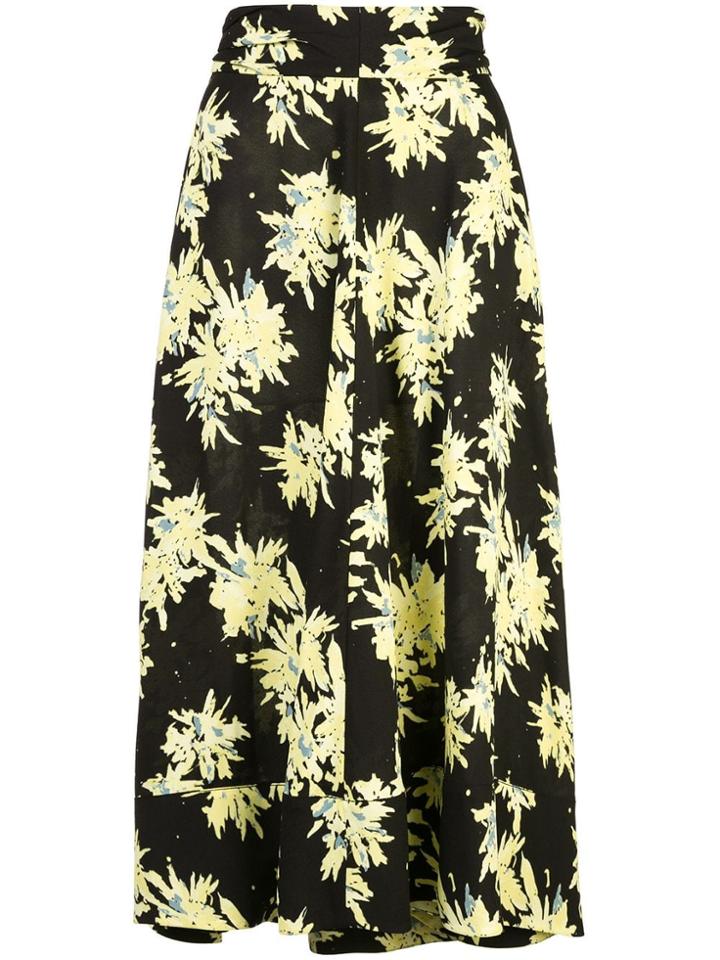Proenza Schouler Splatter Floral Seamed Skirt - Black