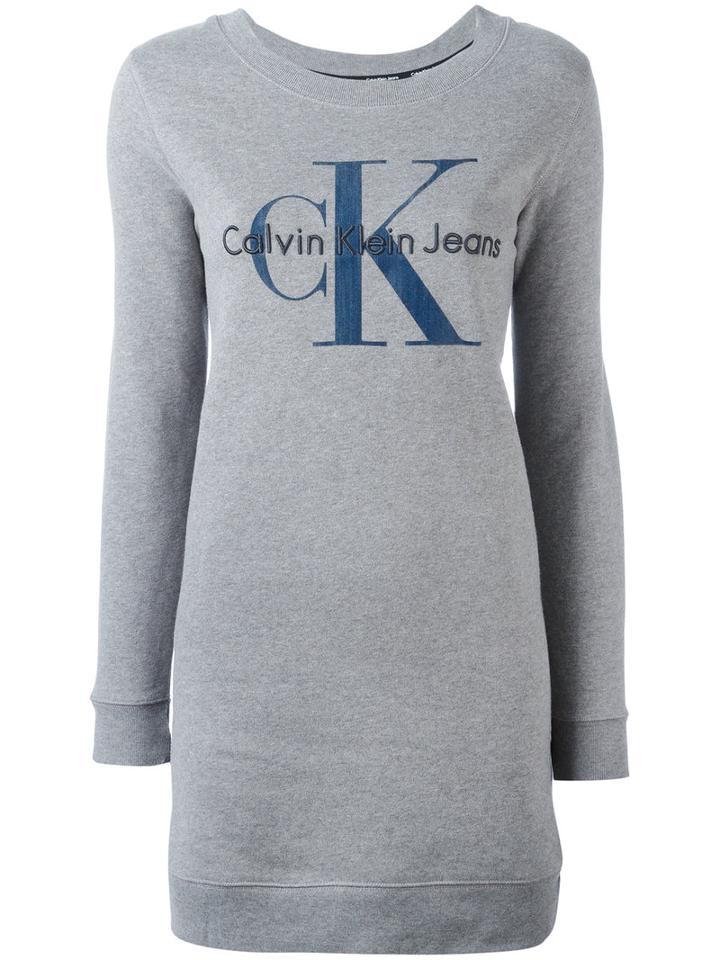 Calvin Klein - 'dovalina' Logo Sweatshirt - Women - Cotton - Xs, Women's, Grey, Cotton