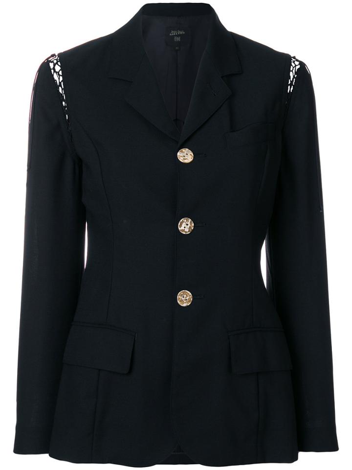 Jean Paul Gaultier Vintage Lace-up Sleeves Fitted Blazer - Black