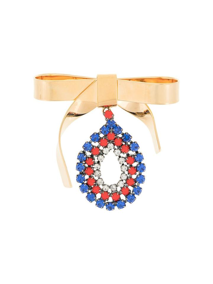 Marni Bow Embellished Brooch - Gold