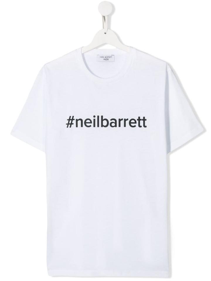 Neil Barrett Kids Teen Hashtag Print T-shirt - White