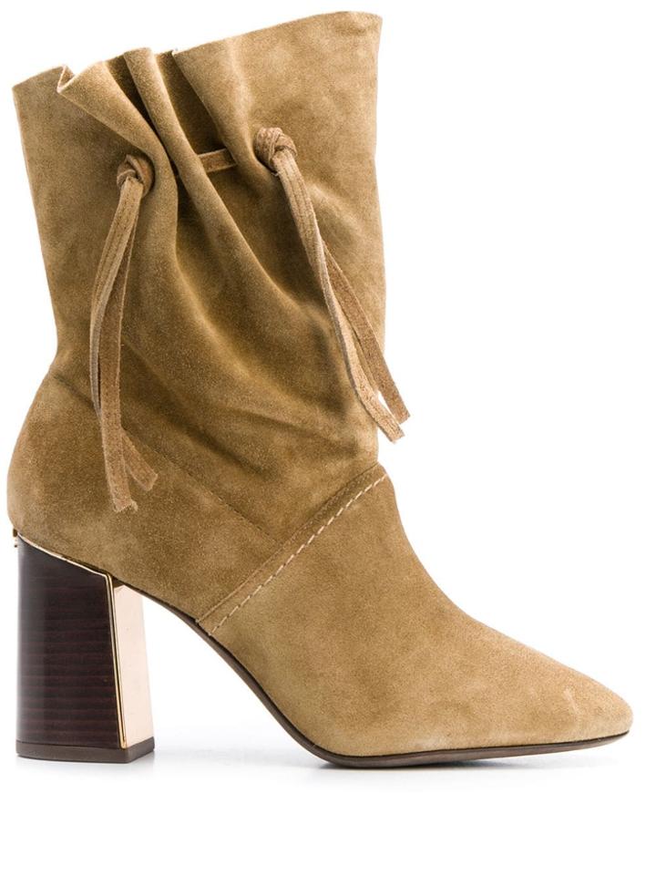 Tory Burch Gathered Block Heel Boots - Neutrals