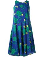 P.a.r.o.s.h. Flared Floral Print Dress, Women's, Blue, Silk/spandex/elastane