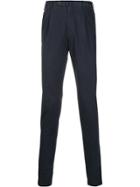 Pt01 Logo Buttoned High-waisted Trousers - Blue